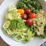 Veggie Salad Trio with Zucchini Noodles and Pesto