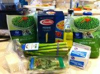 Penne with Asparagus, Sage and Peas