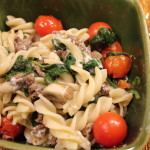 Fusilli Pasta with Spinach, Mushrooms & Tomatoes