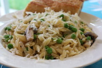 Summer Orzo with Peas and Mushrooms