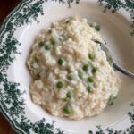 Risotto with Peas, Parmesan and Mozzarella!! So delicious and comforting and although it takes a little time, absolutely worth it!
