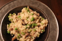 Risotto with Mushrooms, Peas, Parmesan & Mozzarella