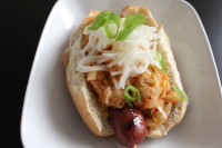 Hot Dogs with Kimchi Relish