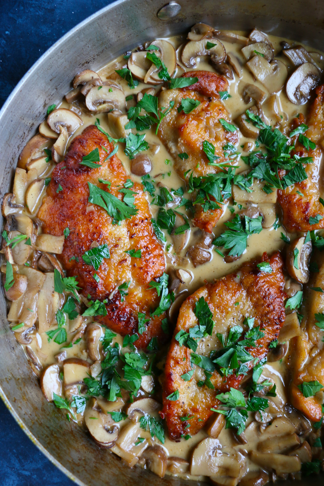 Chicken Marsala! Delicious, so flavorful and easy to make! You will love this thick and creamy mushroom sauce! Learn how to make this restaurant favorite in your very own kitchen!