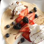Crepes with Fresh Strawberries, Peaches and Nutella