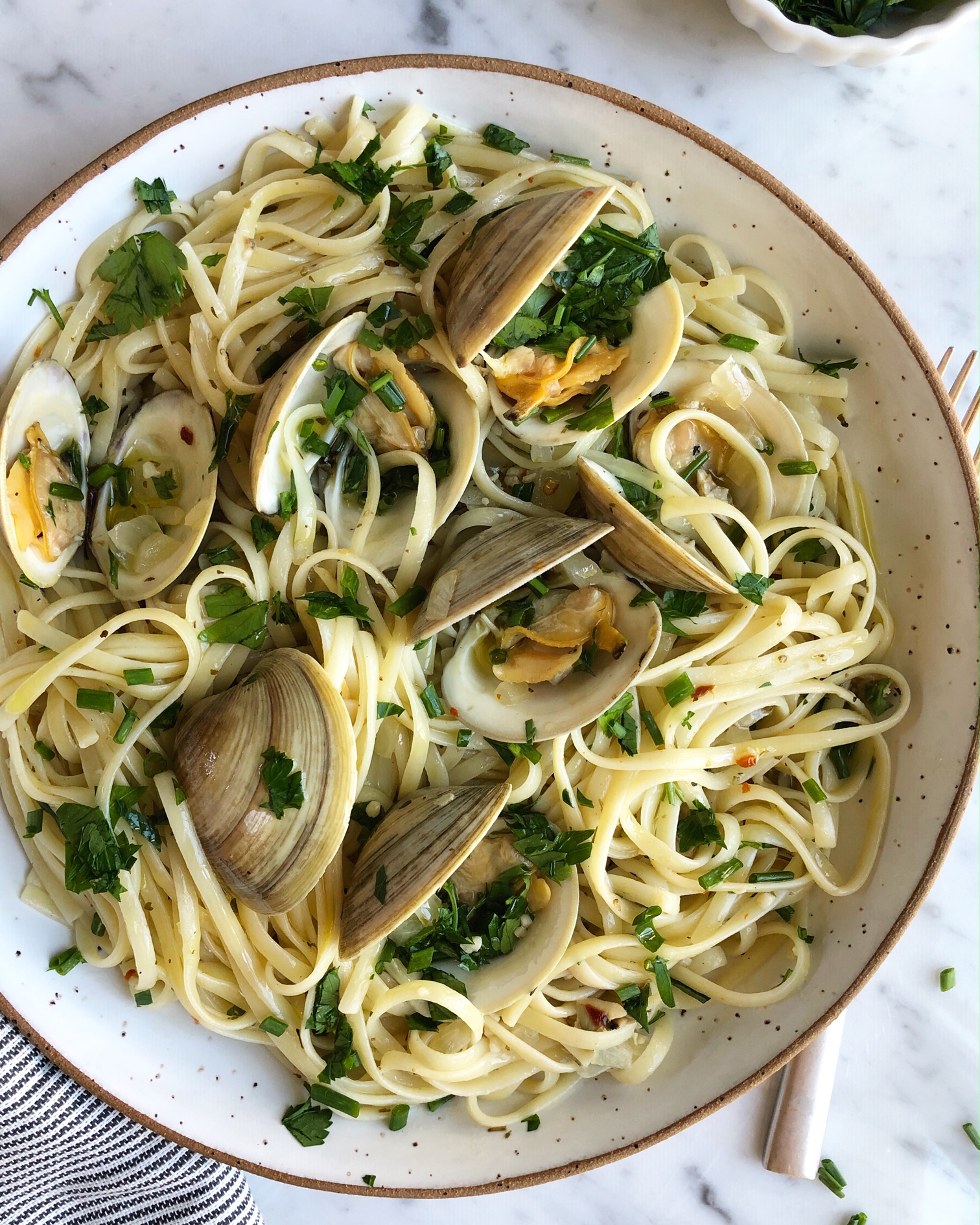 Linguine with Mushrooms and Clam Sauce • Hip Foodie Mom