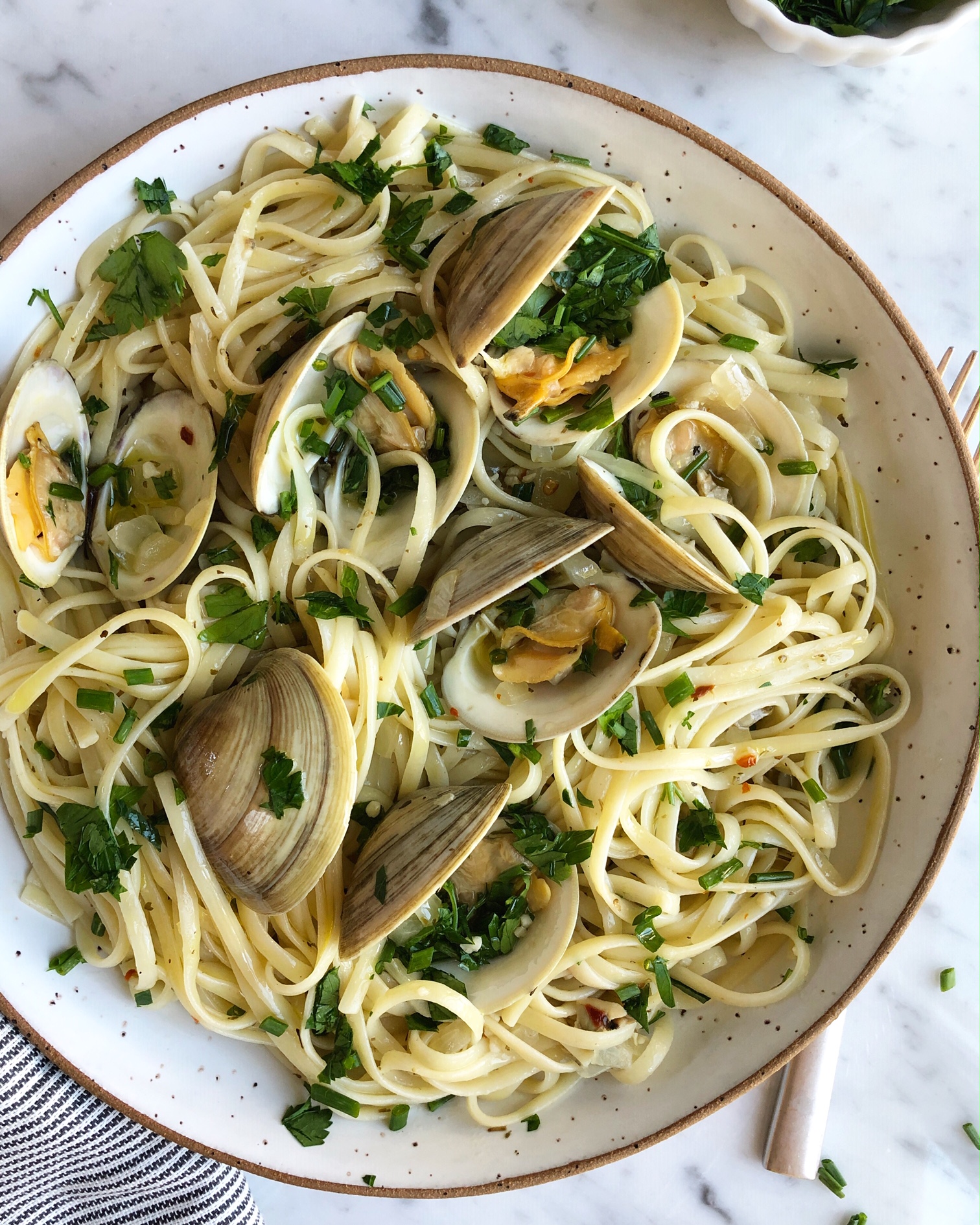 Linguine with Mushrooms and Clam Sauce • Hip Foodie Mom