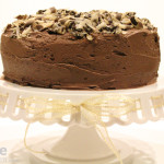 Vanilla Cake with Raspberry Filling and Chocolate Buttercream Frosting!