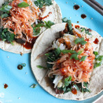 Bibimbap Tacos with Slow Cooked Asian Pulled Pork.