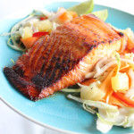 Broiled Salmon with Sweet and Spicy Pineapple Slaw