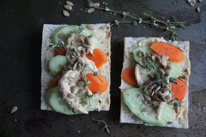 Hummus Toast with Cucumbers main | HipFoodieMom.com