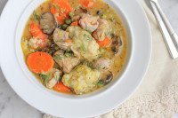 bowl of homemade chicken and dumplings