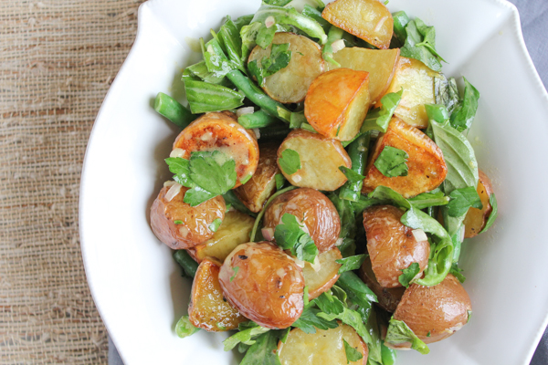 roasted potato salad with parsley and arugula for #sundaysupper