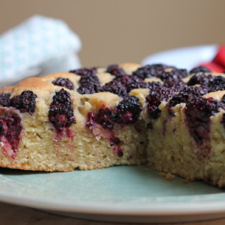 Blackberry Almond Cake! Wow family and friends with this beautiful cake! The perfect balance of delicate sweetness, with blackberries on top!