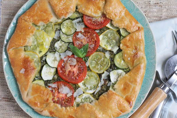 summer vegetable galette with pesto