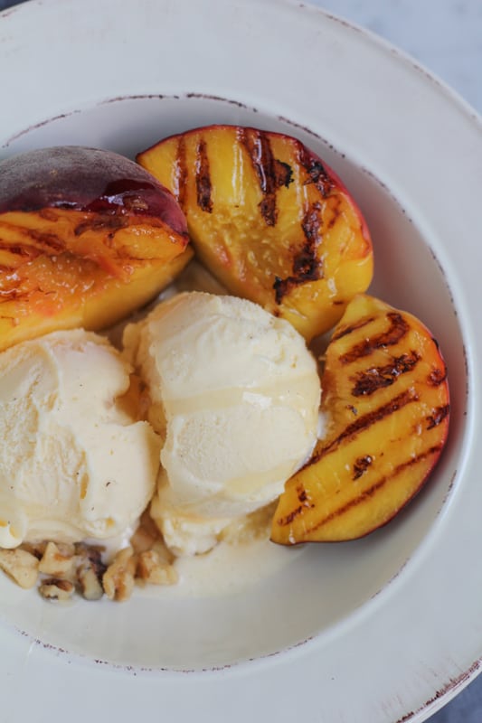 Vanilla Ice Cream with Grilled Peaches