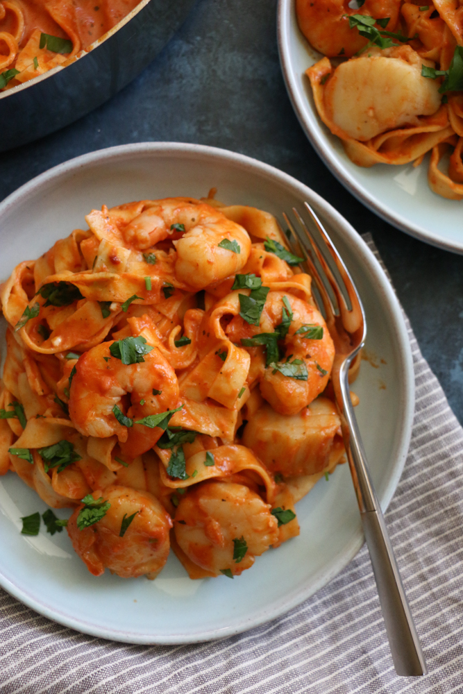 Bowls of Seafood Pappardelle.