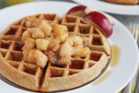 Whole Wheat Hazelnut Waffles with Cinnamon Sautéed Apples