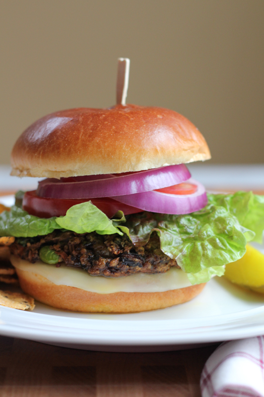 Black Bean Edamame Burgers. The perfect blend of mushrooms, grains, vegetables, and bright green edamame. This burger has all the best flavors, textures, and spices and is tender and delicious!