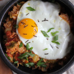 Kimchi Fried Rice (kimchee bokkeum bap)! Filled with bacon bits, kimchi & topped with a fried egg. You've got to try this.