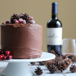 beautiful homemade chocolate cake with red wine chocolate frosting