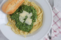 Spinach Pesto with Almond Flour Pasta