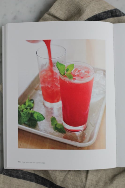 Page from America's Test Kitchen's The Best Mexican Recipes with photo of a beverage in glasses.