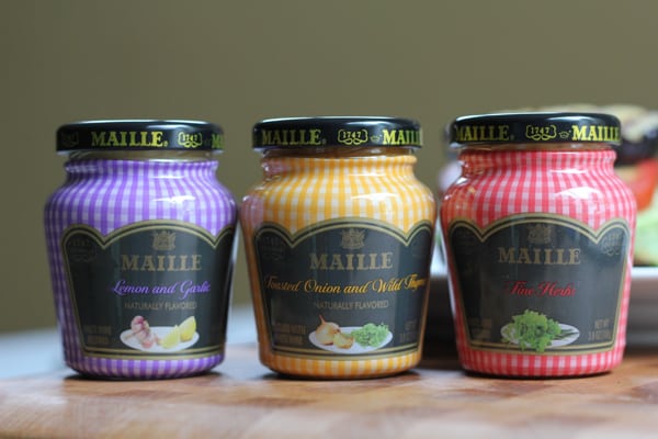 Jars of condiments for Grilled Eggplant Bun Burgers.