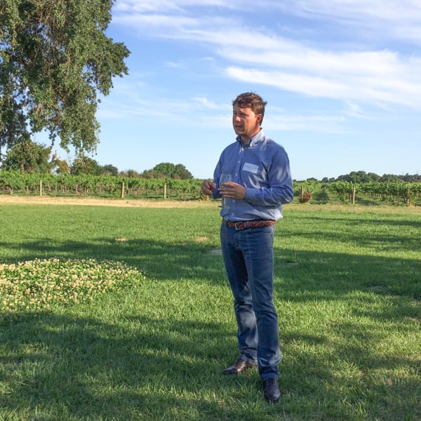 Man leading a California winery tour.