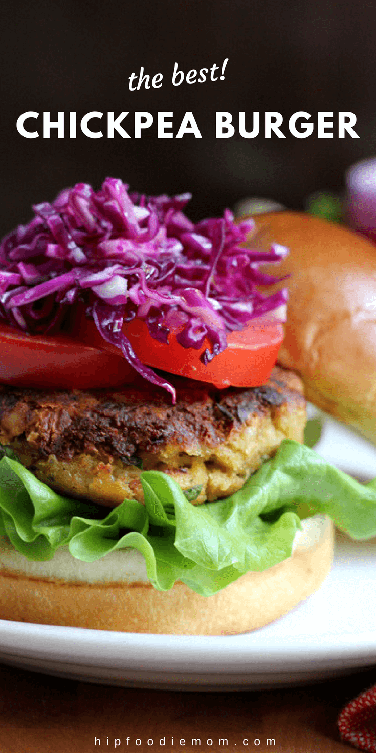 Packed with chickpeas, eggplant, zucchini and flaxseed meal, you have to try my Veggie Chickpea Burger! Full of flavor and healthy!! #veggieburger #chickpeaburger #chickpeas #vegetarian #burger #healthy