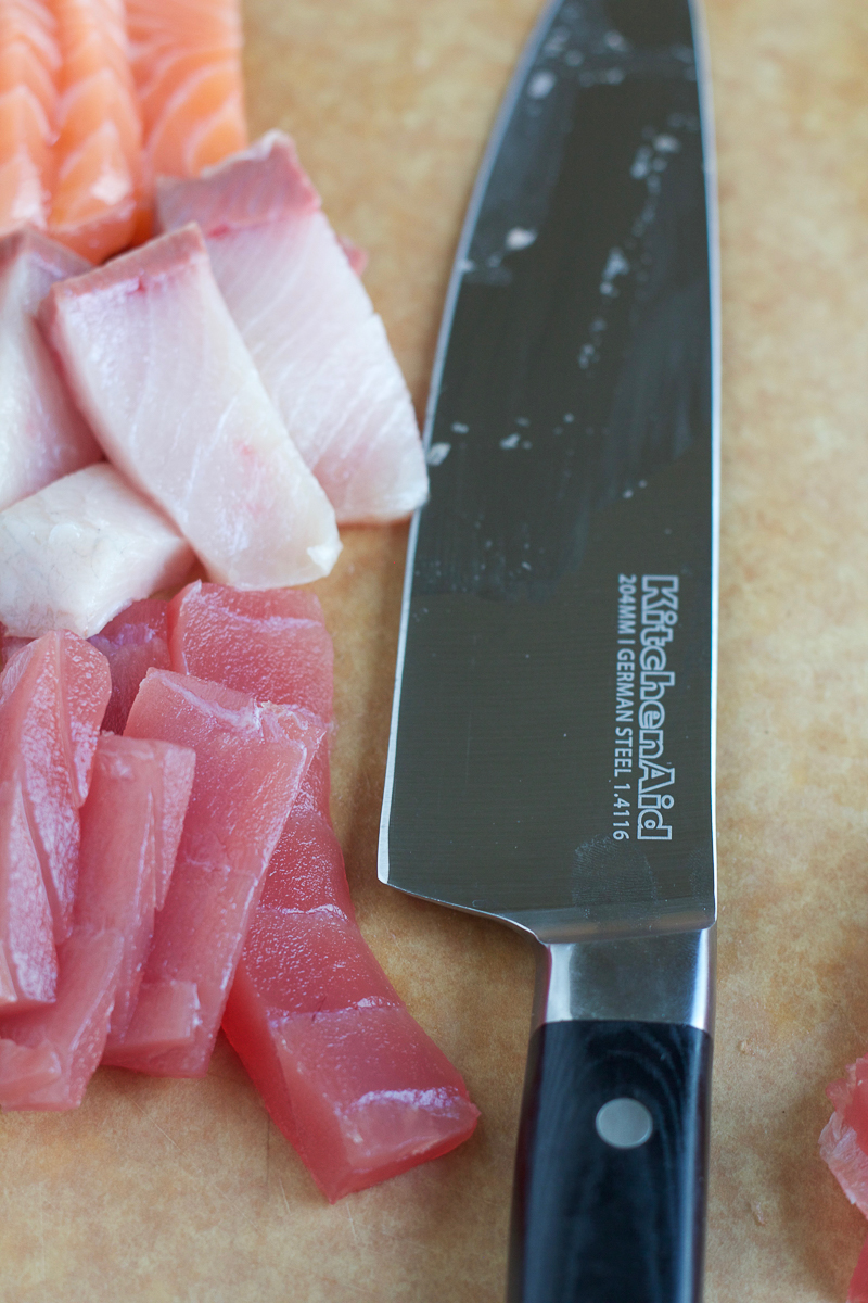Sashimi Rice Bowl!!! If you thought making sushi at home was hard, keep reading! I'm starting a 4-part Sushi Series with KitchenAid and kicking it off with one of my favorites! My Sashimi Rice Bowl with Spiralized Vegetables! Making sushi at home is not as hard as you think!