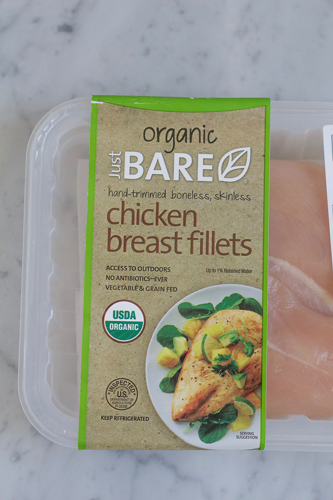Package of chicken breasts for Grilled Chicken Kebabs.