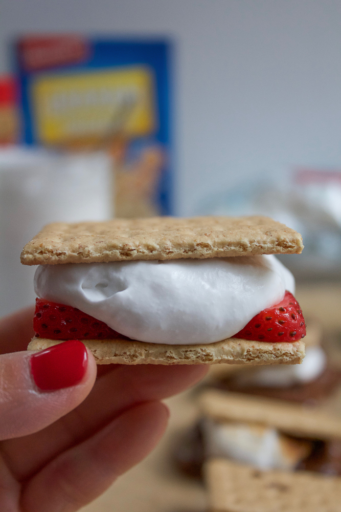 Healthy S'mores At Home: Homemade Coconut Whipped Cream with strawberries!