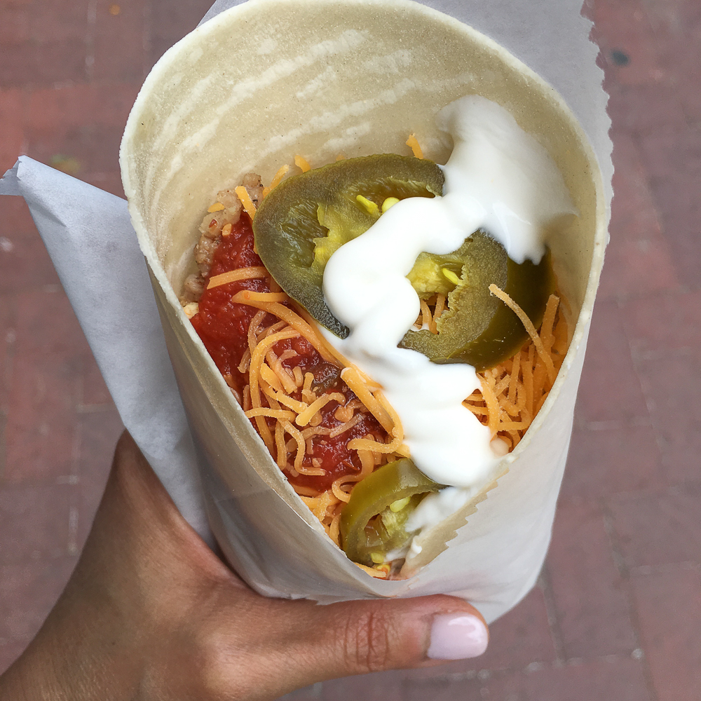Breakfast Burrito in Des Moines at the farmers market
