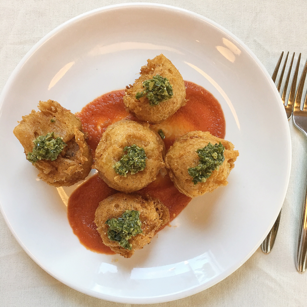 HoQ Table: The Cod Brandade (Crispy cod beignets with tomato sauce and salsa verde)