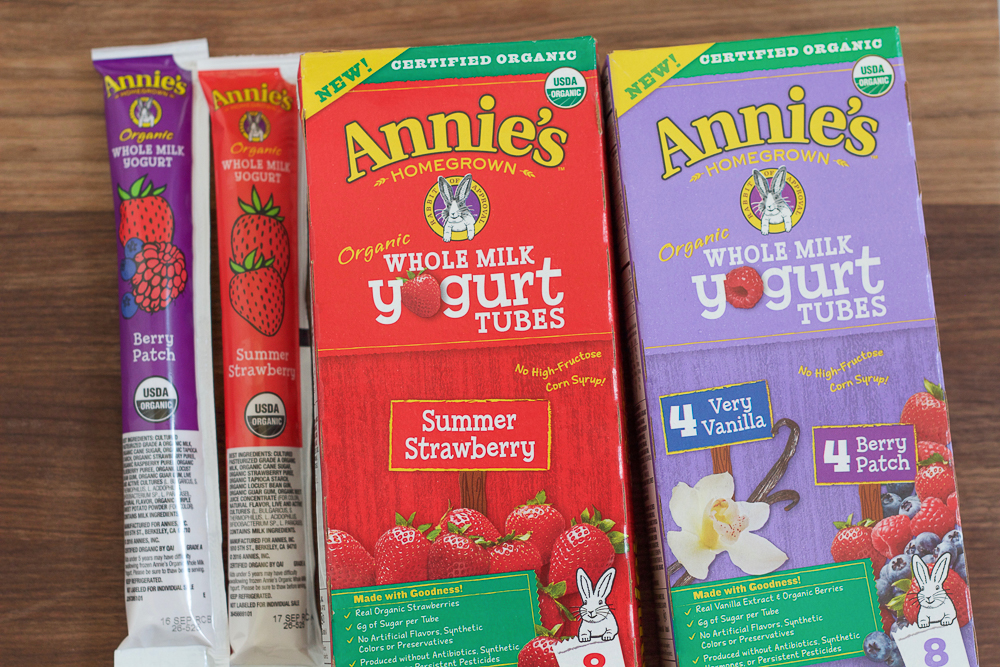 Boxes of yogurt tubes used for Frozen Berry Yogurt Bites.
