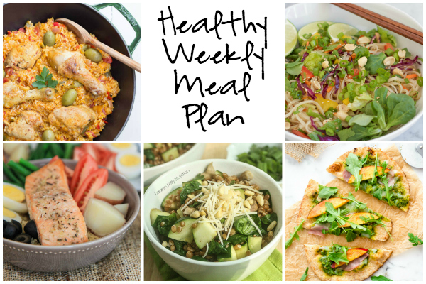 Healthy Weekly Meal Plan 8.20.16! A healthy weekly meal plan featuring a Korean noodle salad, a Warm Berry Spinach Wheat Berry Salad, a Salmon Nicoise salad and more!