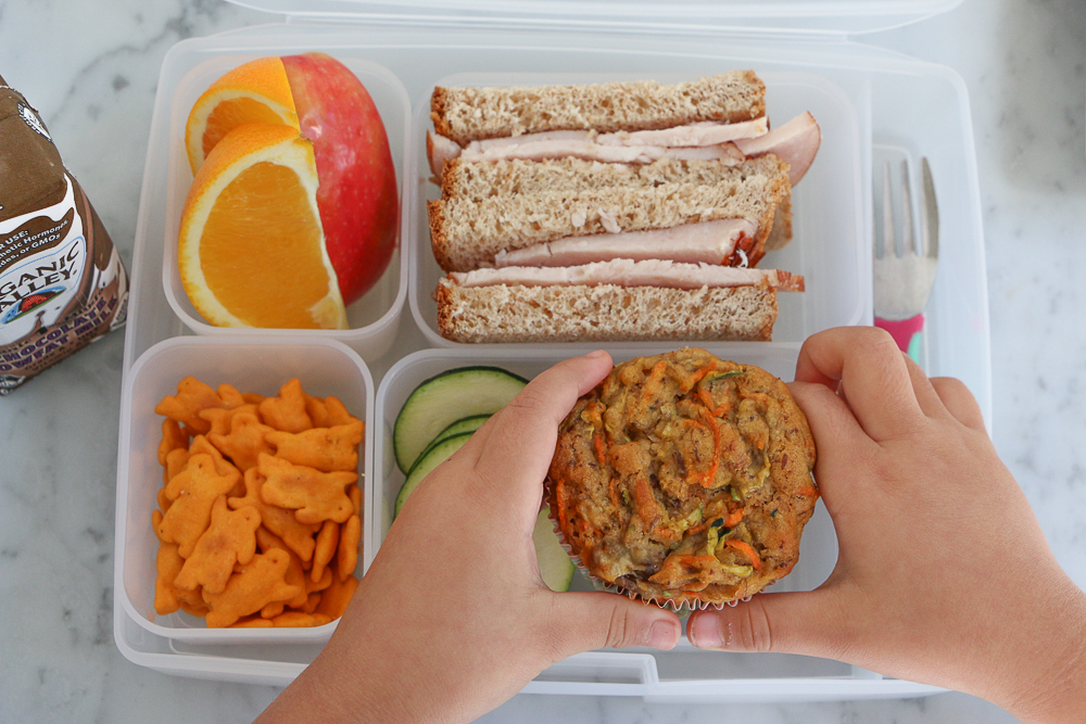 Zucchini Carrot Muffins!!! Packed with nutrition and colorful veggies, these muffins will make a wonderful, healthy addition to your child's lunch!