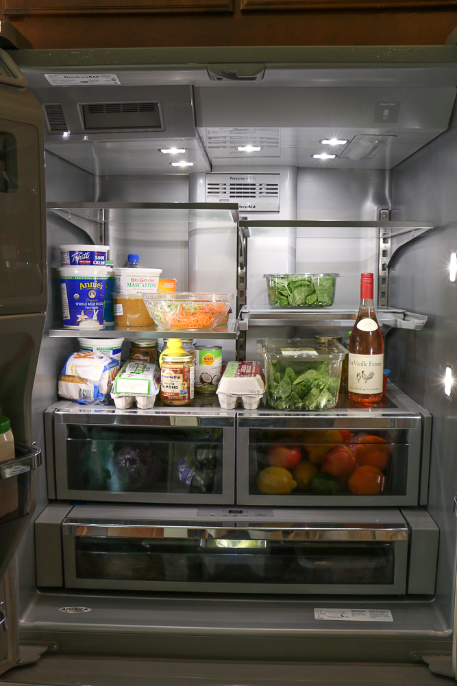 KitchenAid 26.8 cu. ft. 36-Inch Width Standard Depth French Door Refrigerator with Exterior Ice and Water Platinum Interior