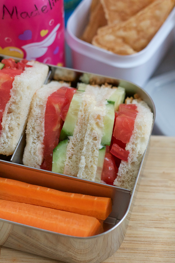 Tomato Cucumber Sandwiches!! Made with Rudi&rsquo;s Organic Bakery Kids Soft White Bread! The perfect sized bread for little hands! These are so easy to make and so delicious! If you grew up eating tomato sandwiches, you know how good this is!!!