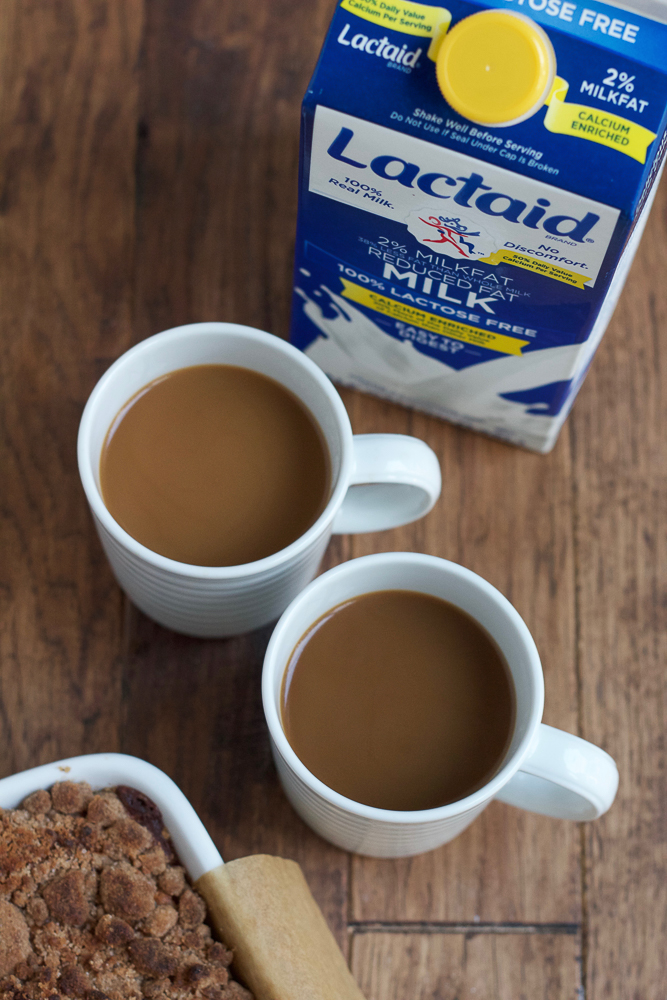 Apple Cinnamon Coffee Cake made with LACTAID&reg; Calcium Enriched Reduced Fat 2% Milk, so it&rsquo;s still delicious but easier to digest! And I'm sharing one of my favorite coffee recipes to drink with this cake! 