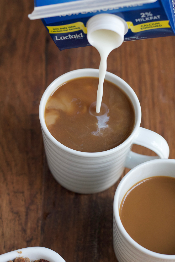 Apple Cinnamon Coffee Cake made with LACTAID&reg; Calcium Enriched Reduced Fat 2% Milk, so it&rsquo;s still delicious but easier to digest! And I'm sharing one of my favorite coffee recipes to drink with this cake! 