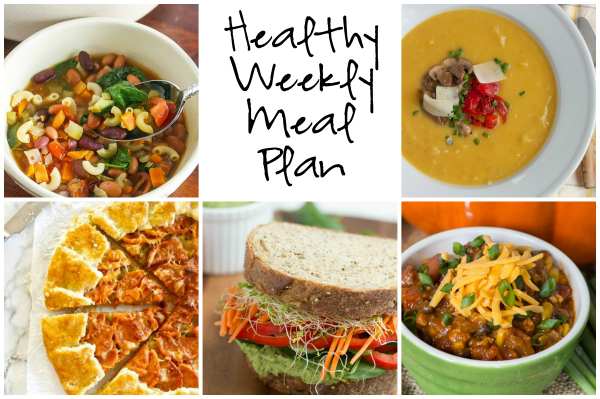 Healthy Weekly Meal Plan 10.1.16! Fall is finally here, hooray! A healthy weekly meal plan featuring Butternut Squash, Leek and Gruyere Galette, Chicken Black Bean Pumpkin Chili, Leek and Potato Soup and more!