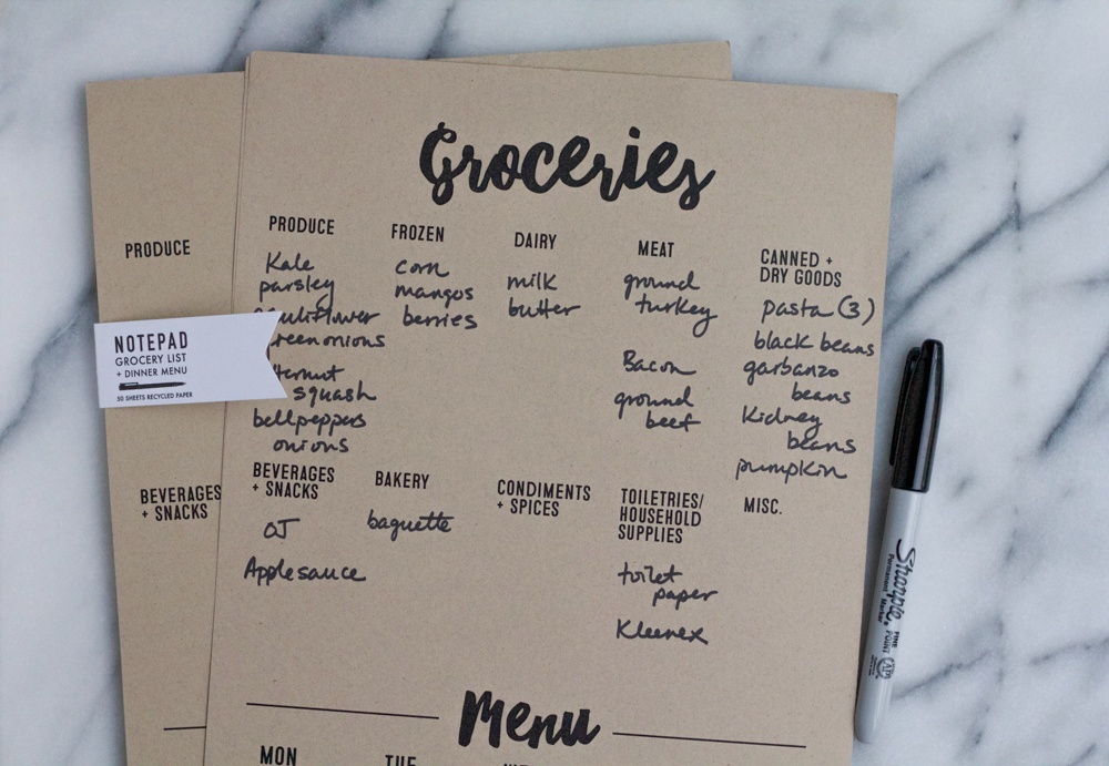 A Week of Meals + $100 Giveaway to Jack and Ella Paper!! They carry everything you need to help you with meal planning! A weekly grocery shopping list notepad, weekly menu notepad and more! 