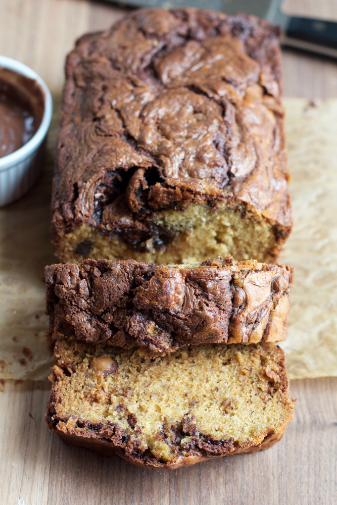Nutella Banana Bread! Made with White Lily flour and filled with swirls of your favorite chocolate hazelnut spread. This bread is irresistible!