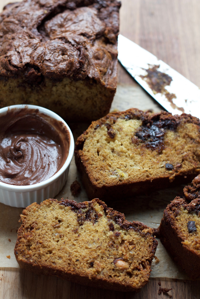 Nutella Banana Bread! Made with White Lily flour and filled with swirls of your favorite chocolate hazelnut spread. This bread is irresistible!