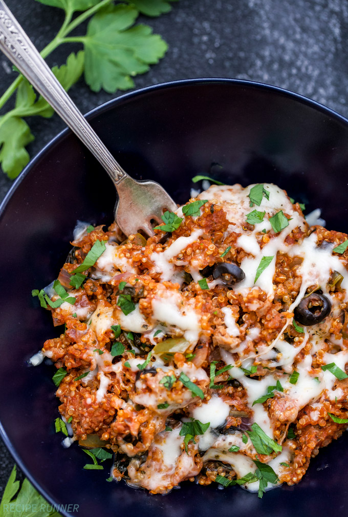Healthy Weekly Meal Plan 1.28.17! Check out this week&rsquo;s meal plan featuring Supreme Pizza Quinoa, Asian Quinoa Bok Choy, Mexican Quinoa Lasagna and more!