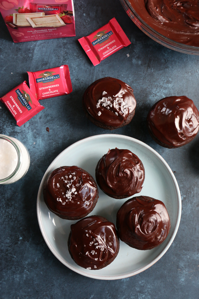 Vegan Chocolate Cupcakes with chocolate ganache! Made with almond milk, coconut oil, coconut sugar and more, you won't believe these are dairy and egg free! 
