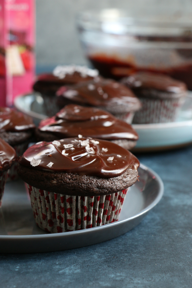 Vegan Chocolate Cupcakes with chocolate ganache! Made with almond milk, coconut oil, coconut sugar and more, you won't believe these are dairy and egg free! 