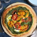 Delicious Caprese Pesto Pizza with a homemade pizza crust made with White Lily Flour! So good and so easy to make!